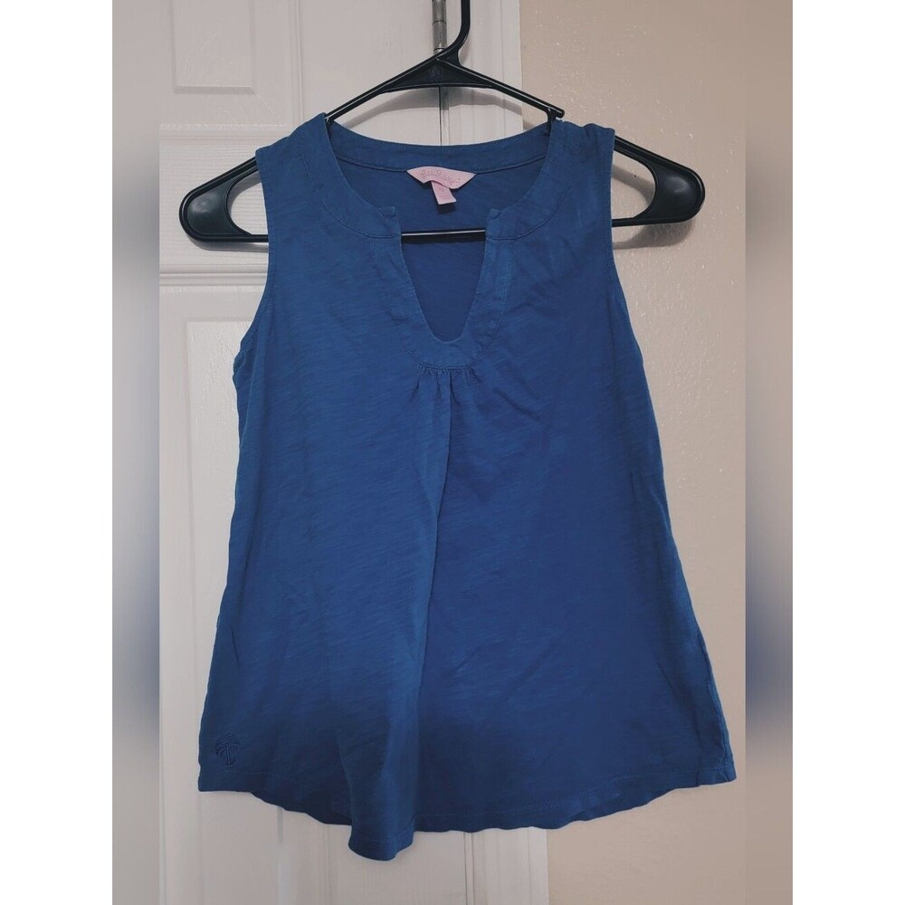 Lilly Pulitzer Royal Blue Sleeveless Split V-Neck Tank